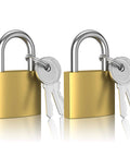 2 Pack Small Keyed Padlocks 32mm Locker Locks In Gold, Compact Hardened Alloy For Luggage And Gym Lockers with keys