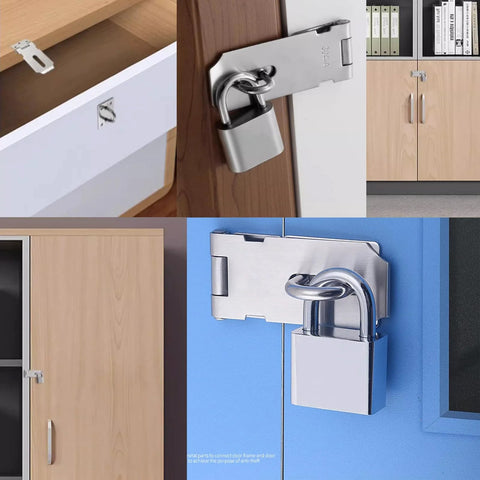 2 Pack Door Hasp Lock With Combination Lock And Key Lock 5 Inch 304 Stainless Steel Safety Hasp Clasp Installed on Cabinets