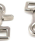 2 Pack Trigger Snap 1 Inch Square Eye Swivel Nickel Plate Industrial Grade Rust Resistant in side-by-side view