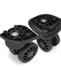 2 Pcs Luggage Replacement Wheels Model A208 with 360 Degree Swivel Rubber Spinner Casters in black for suitcase repair.
