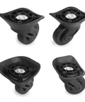 2 Pcs Luggage Replacement Wheels Model A73 with 360 Degree Swivel Rubber Casters, showing various angles and design features.