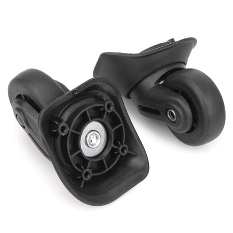 2 Pcs Luggage Replacement Wheels Model A73 with 360 Degree Swivel Rubber Casters made from durable rubber and metal.