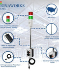 2 Stack LED Andon Tower Light With Red And Green LEDs, Off And Steady On, 8 Ft Industrial Power Cord, Plug And Play Ready