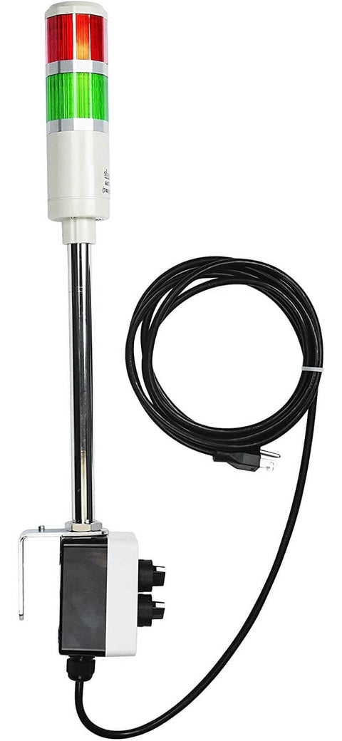 2 Stack LED Andon Tower Light With Red And Green LEDs, Off And Steady On, 8 Ft Industrial Power Cord, Plug And Play Ready, 3 Prong OSHA Compliant, Indoor Rated, Assembled In USA By Signaworks