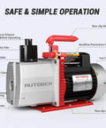2-Stage 8CFM Vacuum Pump, 1HP 2.25 Micron 110V Air for R12 R22 R134a R410a with labeled parts and features