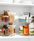 2 Tier Lazy Susan Turntable Organizer For Cabinets And Pantries, 9.25 Inch Rotating Spice Rack storing food jars and medicines