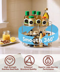 2 Tier Lazy Susan Turntable Organizer For Cabinets And Pantries with bottles, 9.25 inch rotating spice rack on kitchen countertop
