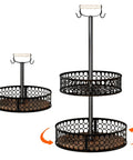 Heavy Duty 2 Tier Lazy Susan Organizer, Detachable Metal Rotating Spice Rack with Wood Panels, 3 in 1 Design, Easy Carry Handle
