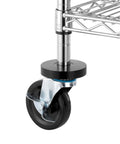 Heavy Duty 2 Tier Rolling Cart With Wheels And Handles For Commercial Use 600 Lb Capacity Built To Last Industrial Steel Utility Cart Kitchen Carts On Wheels NSF Certified 23.6 In D X 47.2 In W X 39.4 In H showing close-up of wheel and steel shelf