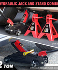 2 Ton Car Jack And Stands Kit With Hydraulic Floor Jack And Ratchet Stands For Home Garage And Shop, 4000 Lb Capacity