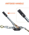 2 Ton Dual Gear Come Along Winch With Steel Cable 5mm 78 Inch Length 2 Hook Hand Puller with antiskid handle