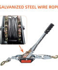 2 Ton Dual Gear Come Along Winch with Steel Cable 5mm 78 Inch Length 2 Hook Hand Puller showing gears and handle