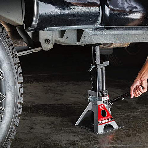2 Ton UniJack Combination Hydraulic Bottle Jack And Jackstand In One Unit lifts SUV for DIY repairs by Powerbuilt