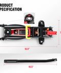 Low Profile Hydraulic Trolley Floor Jack 2 Ton Capacity 4000 Lbs with lifting range 5.1 to 13 inches, black, product dimensions shown.