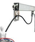 2 Wheel Trolley Assembly Rollers with Double Bearings for 1-5/8 Inch Wide Strut Channel in a garage hoist setup