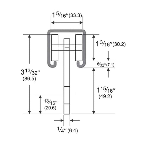 Diagram of 2 Wheel Trolley Assembly Rollers with Dual Bearings for 1-5/8 Inch & Taller Strut Channel specifications
