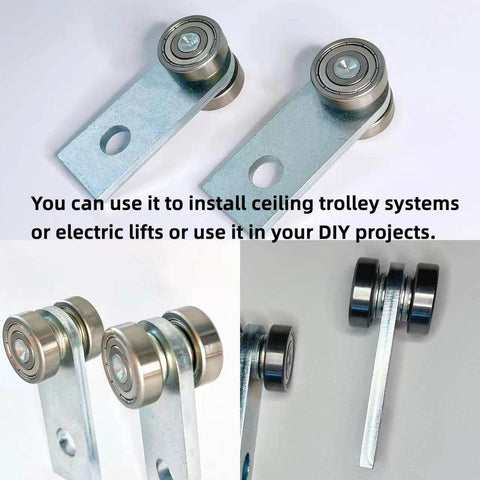 2 Sets 2 Wheel Trolley Assembly Rollers with Dual Bearings Welded Steel Construction Designed for 1-5/8 Inch Wide Strut Channels