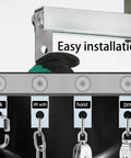 2 Wheel Trolley Assembly Rollers for 1-5/8 Inch & Taller Strut Channel installation view with hoist hooks and user guide