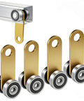 2 Wheel Trolley Assembly Rollers solid galvanized steel for 1-5/8 inch strut channels, showing smooth load support, set of 4