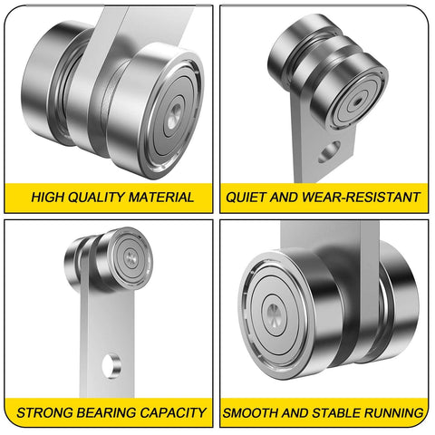 Close-up of 2 Wheel Trolley Assembly Rollers with Dual Bearings Hot Rolled Steel Construction Galvanized designed for 1-5/8 Inch strut channels.