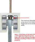 2 Wheel Trolley Assembly Rollers with Rubber Sealed Bearings Galvanized Steel Construction on 1-5/8 Inch Strut Channel