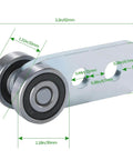 2 Wheel Trolley Assembly Rollers with Rubber Sealed Bearings Galvanized Steel Construction for 1-5/8 Inch Strut Channels shown with measurements