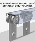 2 Wheel Trolley Assembly Rollers with Dual Bearings for 1-5/8 Inch & Taller Strut Channel on ceiling rail