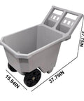 2 Wheel Wheelbarrow 300 LB Capacity Heavy Duty Yard Cart with 9 Inch Solid Tires, grey plastic tub dimensions view