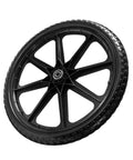 20 Inch Flat Free Cart Wheels 2 Pack Compatible with Rubbermaid Wheelbarrow Wheels, black solid tire close-up view.
