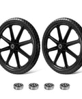 20 Inch Flat Free Tire Cart Wheels Replacement, Solid Rubber Wheels with 3/4 Inch Bearings Installed and Extra 5/8 Inch Bearings, 2 Pack