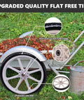 20 Inch Flat Free Tire and Wheel Set of 2 with solid polyurethane airless design featuring centered hub dual 5/8 and 3/4 inch bearings spacer kit and grey finish for Rubbermaid wheelbarrows lawn carts and big wheel utility carts