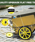 20 Inch Flat Free Tire and Wheel Set of 2 in yellow with solid polyurethane airless design featuring centered hub