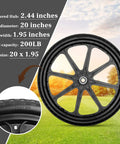 20 Inch Flat Free Wheels Compatible with Rubbermaid Wheelbarrow Tires, Solid 20 Inch Replacement Tires with Dual 5/8 Inch and 3/4 Inch Bearings