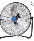 20 Inch Heavy Duty Floor And Wall Mount Fan For Industrial Cooling With 5750 CFM High Velocity Three Speed And 360 Degree Tilt Head Black UL Listed For Garage Workshop Office And Home shown with mounting hardware