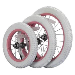 20 Inch Kids Bike Front Wheel Replacement with White Air Rubber Tire, Pink Steel Rim, Stainless Spokes, 3/8 inch axle