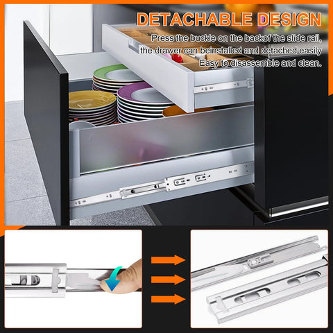 20 Inch Soft Close Drawer Slides Set Six Pairs with Full Extension Ball Bearing Glides Side Mount for Dresser Cabinet and Kitchen