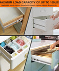 20 Inch Soft Close Drawer Slides Set Six Pairs With Full Extension Ball Bearing Glides Side Mount for Dresser Cabinet and Kitchen 100 Pound Capacity Silver Finish Includes Mounting Screws For Quiet Smooth Operation installed in various drawer types