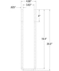 Diagram showing dimensions of a 20-inch square bend U-bolt, part of the Secure your truck box with a complete 20 inch square bend U Bolt kit.