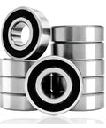 Stack of 20-Pack 608-2RS Sealed Deep Groove Ball Bearings with GCr15 Bearing Steel and Double-Rubber Shields.