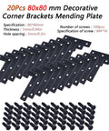20 Pack Stainless Steel T Flat Shape Corner Brackets 80x80mm with screws for wood furniture repair and renovation.