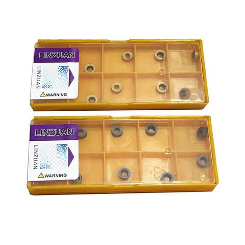 20 Pack RCMT0602M0 P1025 And RCMT0602M0 P1130 Circular Milling Cutter Inserts in packaging, yellow case