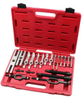Beefy 20-Piece Multi Purpose Bearing And Pulley Puller Set With Drop-Forged Tools in red case, open view showing tools.