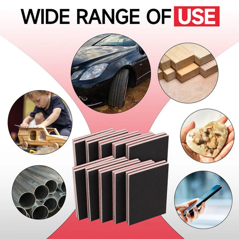 20 Piece Sanding Sponge Set With 9 Grits 180 To 3000 Wet Dry For Wood Metal showcasing various uses like sanding wood and metal