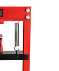 Hydraulic Press, 20 Ton H-Frame Garage Floor Adjustable Shop Press with Stamping Plates & Pressure Gauge, red frame and spring detail