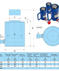 Diagram of 20 Ton Hydraulic Cylinder Ram Single Acting 4 Inch Stroke 20T Hydraulic Cylinder Jack Lifting Jack Ram Portable with specifications.