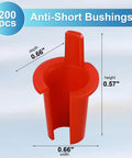 200-pack 5/16 Inch Anti-short Bushing 3/8 Inch Electrical Mc/bx Cable Bushing Red Head Electrical Wire Connectors, dimensions shown