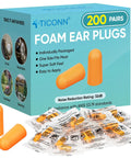 200 Pairs Foam Ear Plugs With 32dB Noise Reduction for sleeping and hearing protection in loud environments, product packaging and plugs