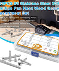 200 Pcs #6 Wood Screws Assortment Kit Made from 304 Stainless Steel Featuring Pan Head Self Tapping Sheet Metal Screws with case.