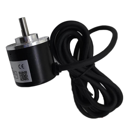 Rock Solid 2000 PPR Rotary Encoder With 38mm Body, 6mm Solid Shaft, Line Driver ABZ Output, 5V Power Supply, coiled cable