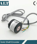 Rock Solid 2000 PPR Rotary Encoder with 38mm body, 6mm solid shaft, line driver ABZ output, 5V supply, for precision motion control.